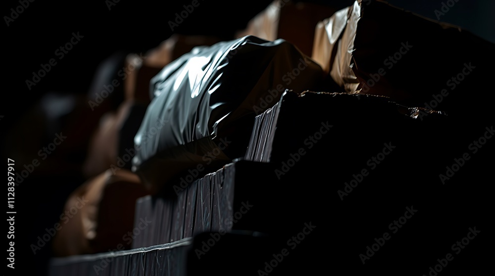 Fototapeta premium Stacked Packages in Shadow,