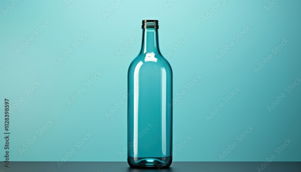A clear bottle sits on a table A clear bottle sits on a table
