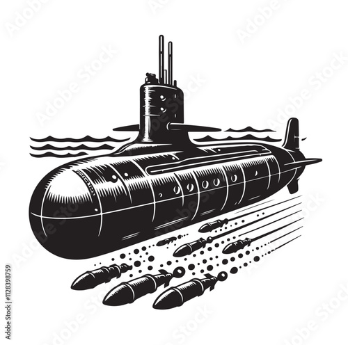 submarine silhouette vector illustration