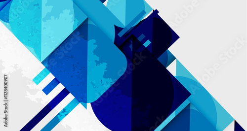 Squares, circles and triangles and grainy noisy texture. Vector Illustration For Wallpaper, Banner, Background, Card, Book Illustration, landing page
