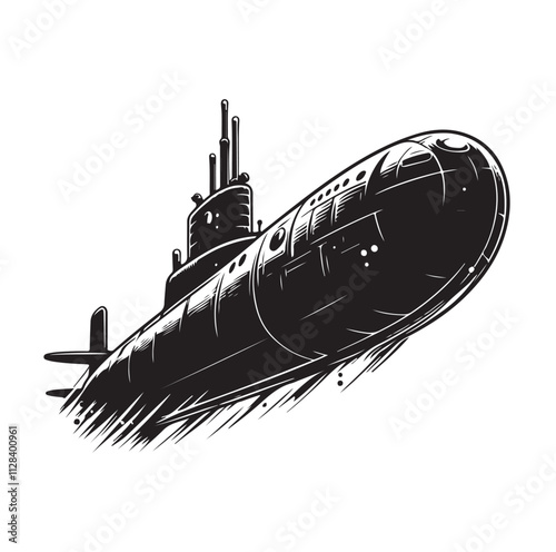 submarine silhouette vector illustration
