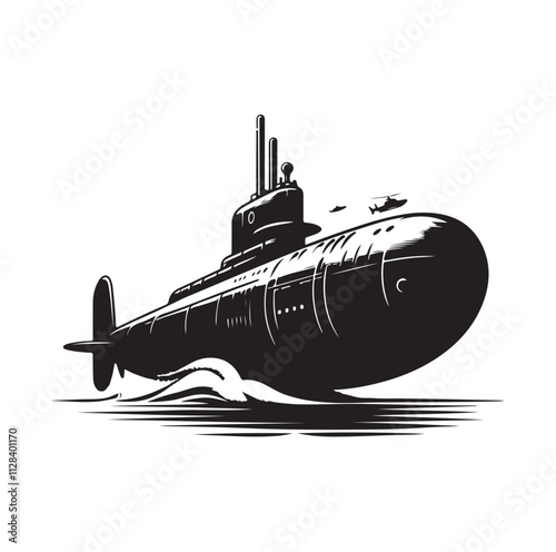 submarine silhouette vector illustration