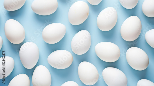 Close-up of eggs on a table, detailed texture and natural lighting highlighting the simplicity of breakfast ingredients. 