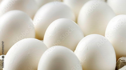 Close-up of eggs on a table, detailed texture and natural lighting highlighting the simplicity of breakfast ingredients. 