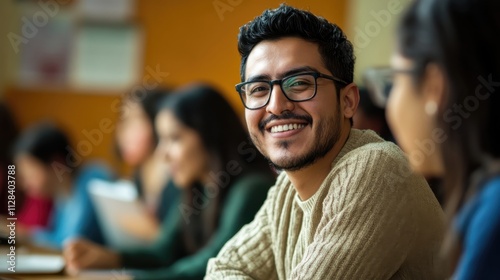 Professors from Peru smiling confidently in academic halls while guiding enthusiastic students