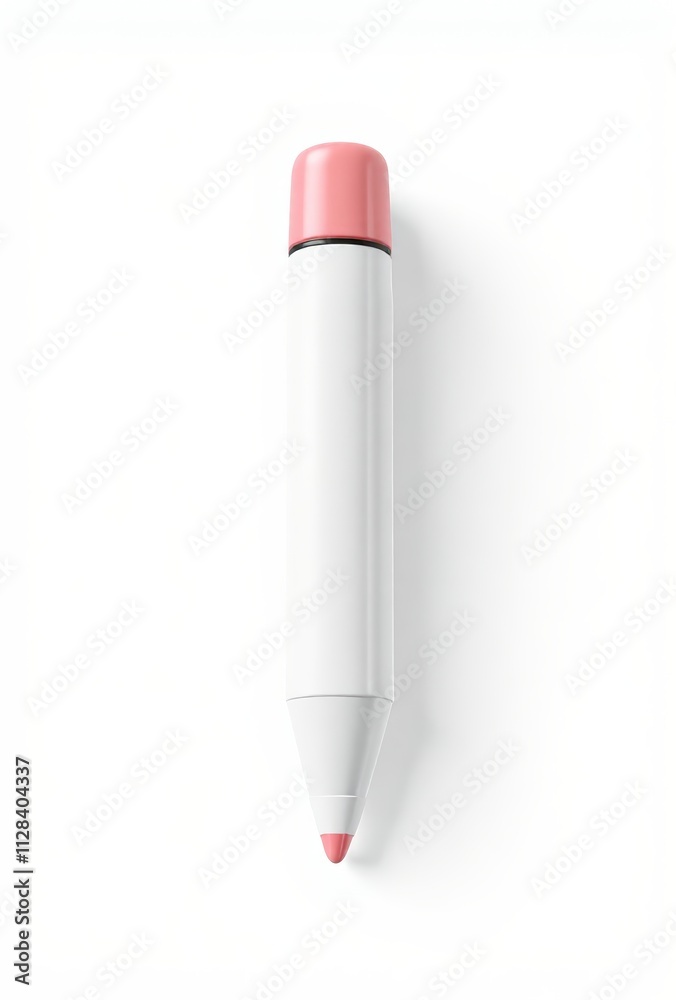 there is a pink pen that is on a white surface there is a pink pen that is on a white surface