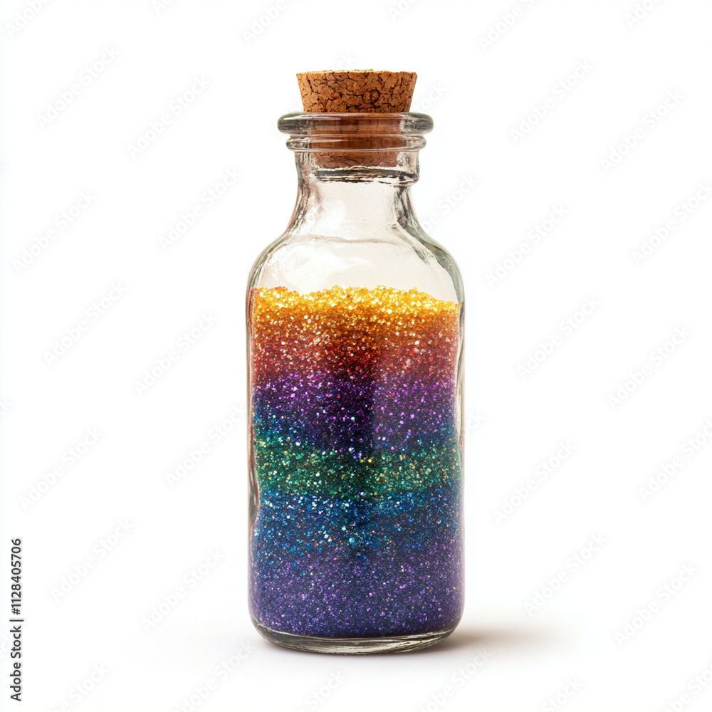 beautiful glass bottle filled with colorful sand layers, showcasing vibrant hues beautiful glass bottle filled with colorful sand layers, showcasing vibrant hues