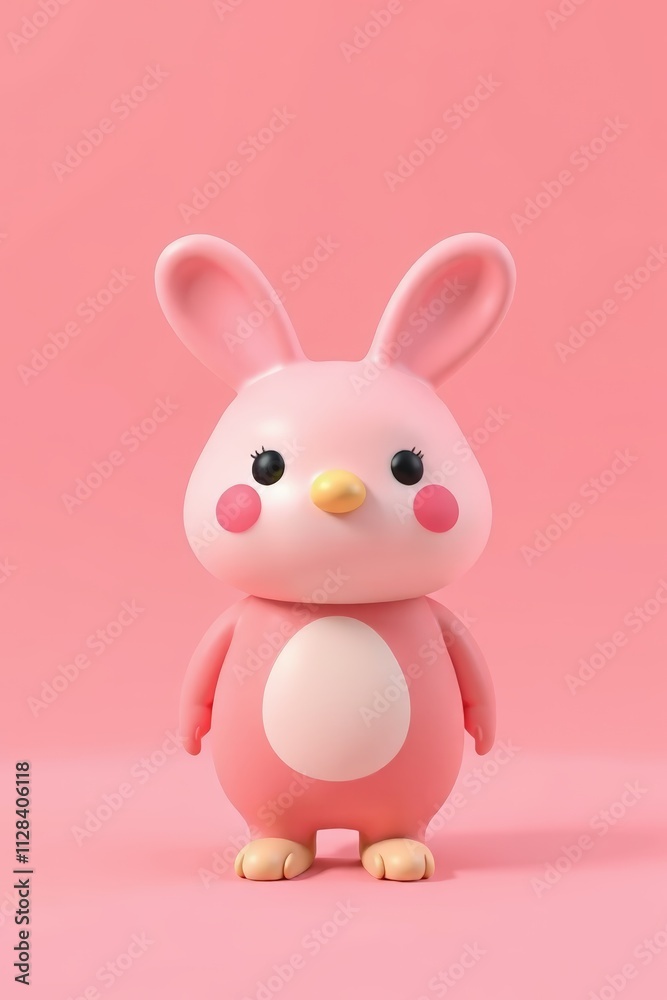 there is a pink toy with a white rabbit on it there is a pink toy with a white rabbit on it