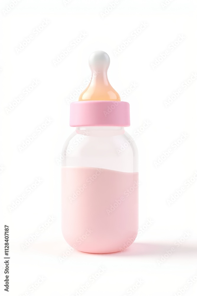 there is a baby bottle with a pink lid and a white cap there is a baby bottle with a pink lid and a white cap