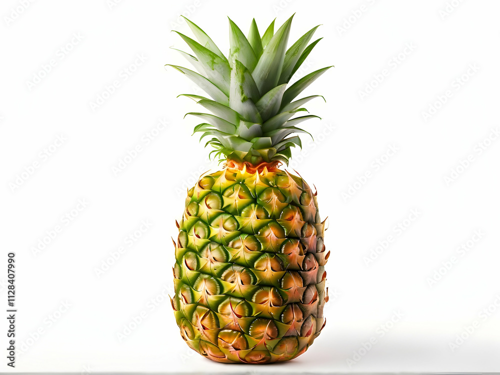 Fototapeta premium Ripe, juicy pineapple, a tropical delight, isolated on white background