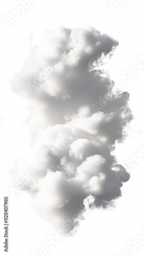 Fluffy white cloud isolated on white background, creating serene atmosphere