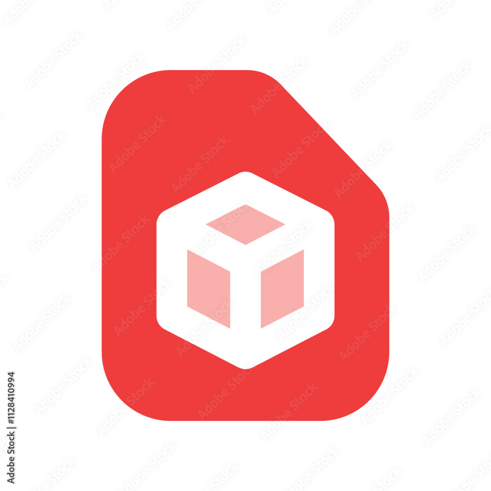 Red Card Containing a Pink Three Dimensional Cube