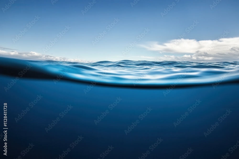 Fototapeta premium Calm ocean surface under a clear blue sky.