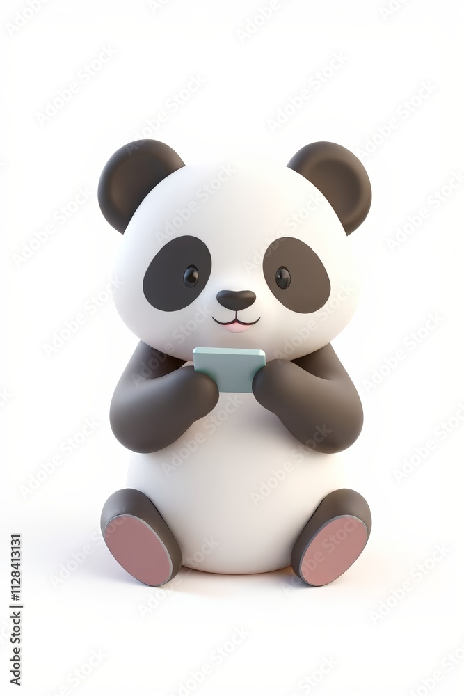 Fototapeta premium a close up of a panda bear sitting on a white surface