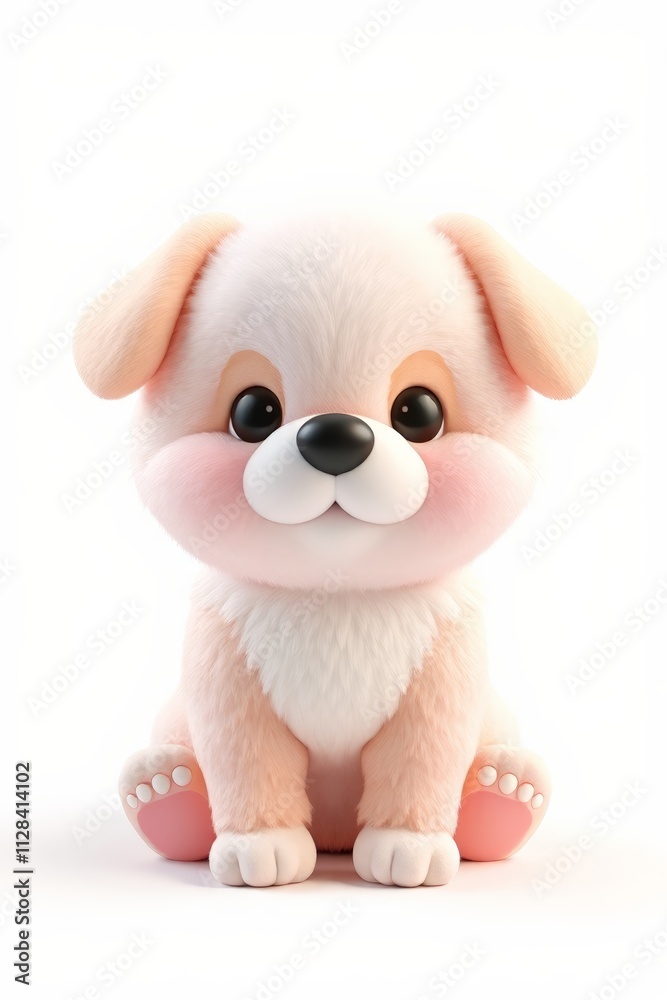 Fototapeta premium there is a small white dog with a pink nose sitting down
