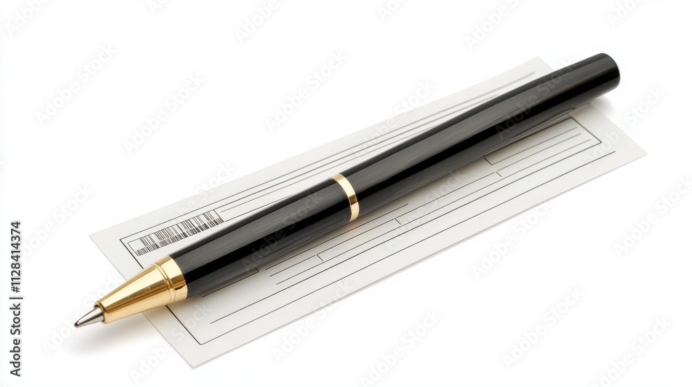 Sleek and Stylish Black and Gold Pen on Document Sleek and Stylish Black and Gold Pen on Document