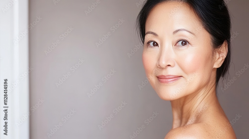 Confident Middle-Aged Woman with Natural Beauty and Radiant Smile Confident Middle-Aged Woman with Natural Beauty and Radiant Smile