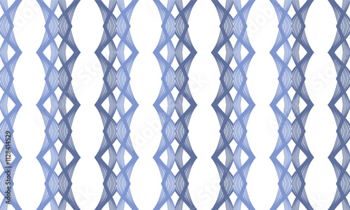 blue and gray ribbon on white background, seamless pattern with repeat blue waves as vertical strip line, replete image design for fabric printing patter