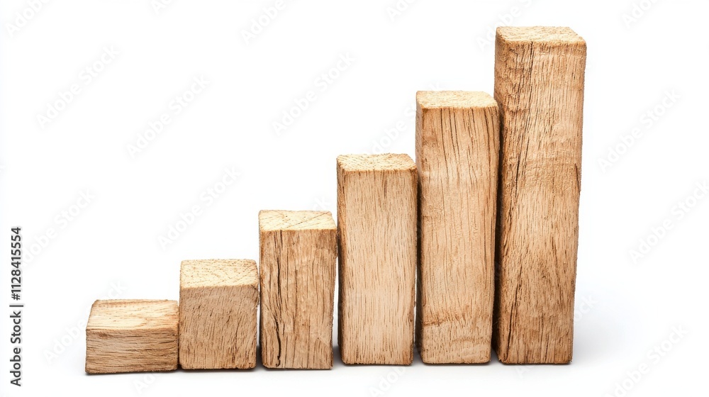 Wooden block tower representing business growth and financial progress Wooden block tower representing business growth and financial progress