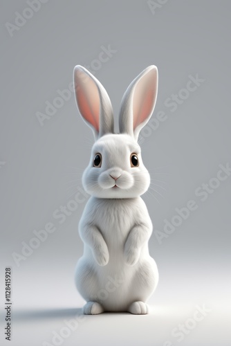 arafed white rabbit with large ears standing on its hind legs