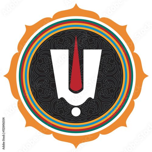 Indian Tilak Sign, Indian God Tirupati Balaji Tilak Sign, Hindu Tilak Sign, Editable Vector, Spiritual Indian Tilak Design, Hindu God Tirupati Balaji Sign