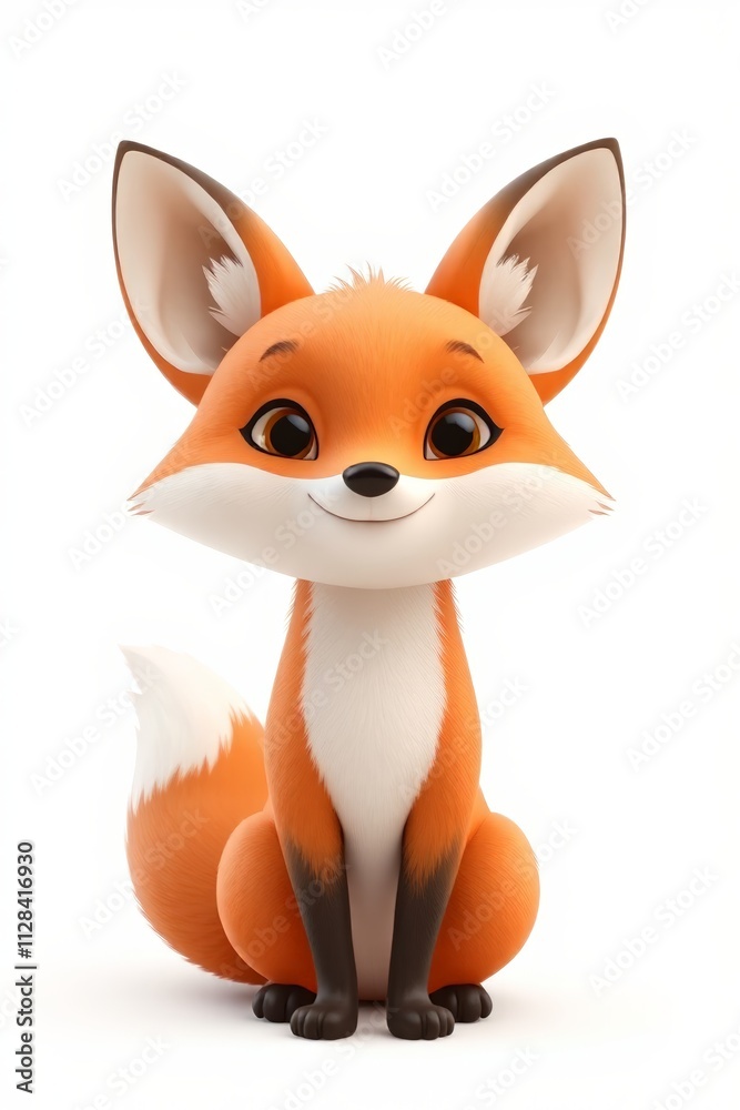 cartoon fox sitting on a white surface with a white background cartoon fox sitting on a white surface with a white background