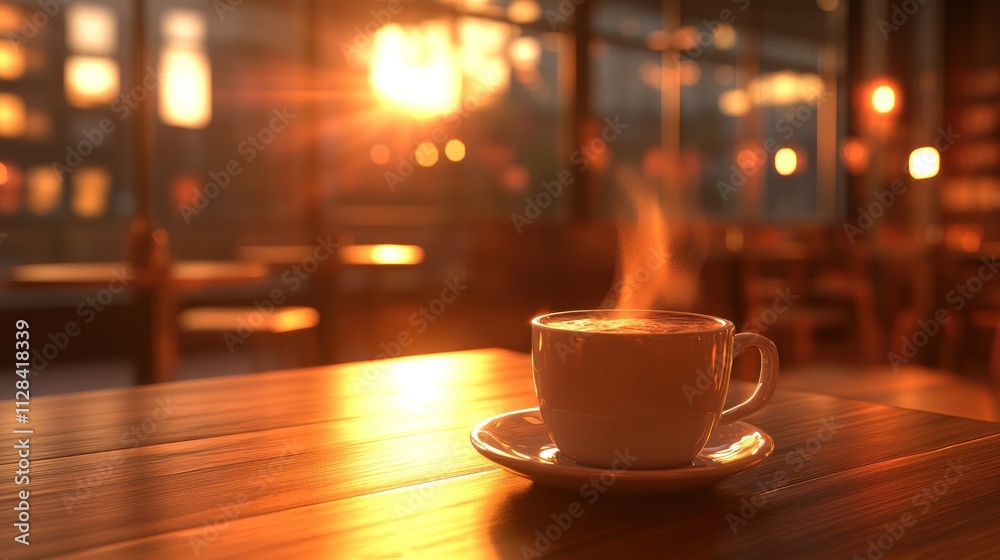 Warm Sunset Coffee at Cozy Cafe Warm Sunset Coffee at Cozy Cafe