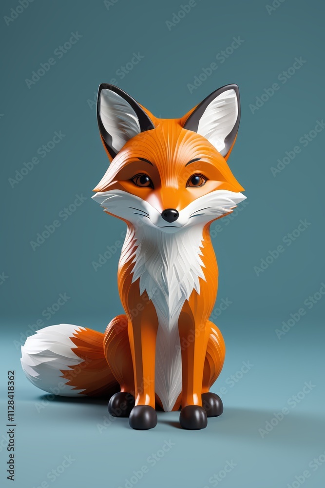 Obraz premium there is a small toy fox sitting on a blue surface