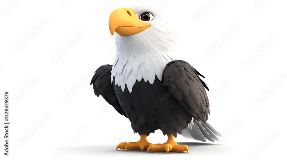 Fototapeta premium Cartoon eagle with a friendly expression.