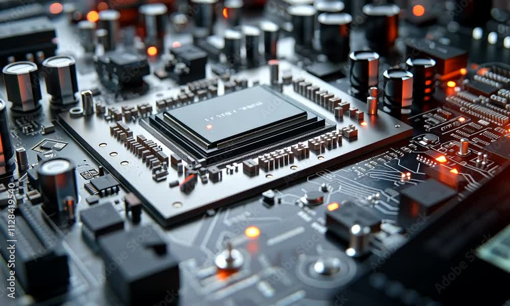 Close-up of a Computer Motherboard with CPU