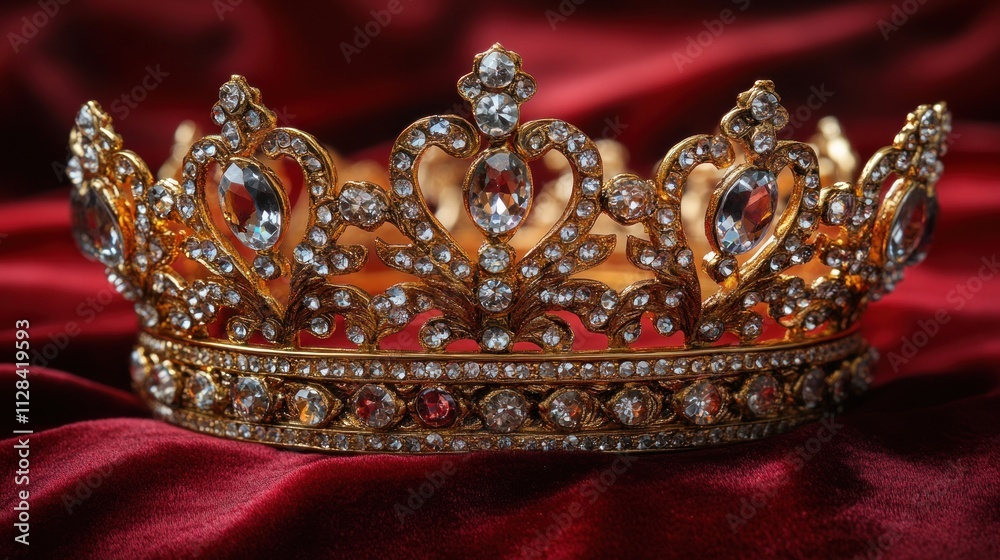 A Regal Golden Crown Adorned with Sparkling Gems A Regal Golden Crown Adorned with Sparkling Gems