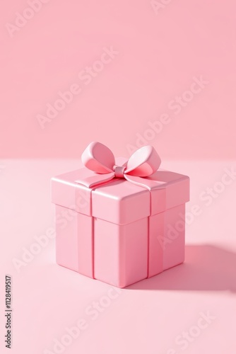 there is a pink present box with a bow on top