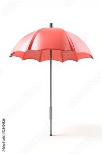 there is a red umbrella that is on a metal pole