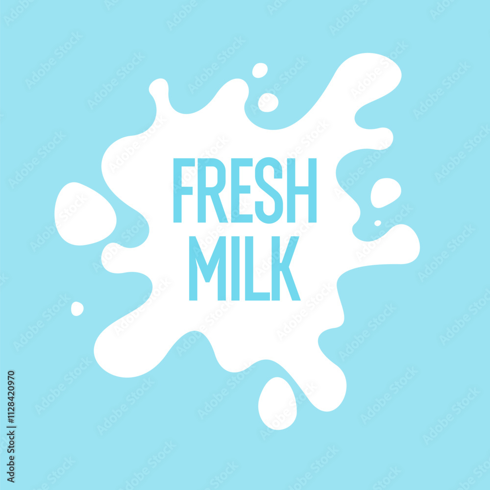 Modern poster fresh milk with splashes on a background. Vector illustration in flat minimalistic style. A poster for advertising dairy products. Modern poster fresh milk with splashes on a background. Vector illustration in flat minimalistic style. A poster for advertising dairy products.