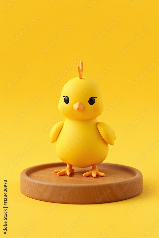 there is a yellow bird that is standing on a wooden plate there is a yellow bird that is standing on a wooden plate