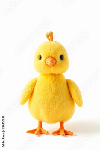 yellow stuffed animal with orange feet and a yellow crown photo