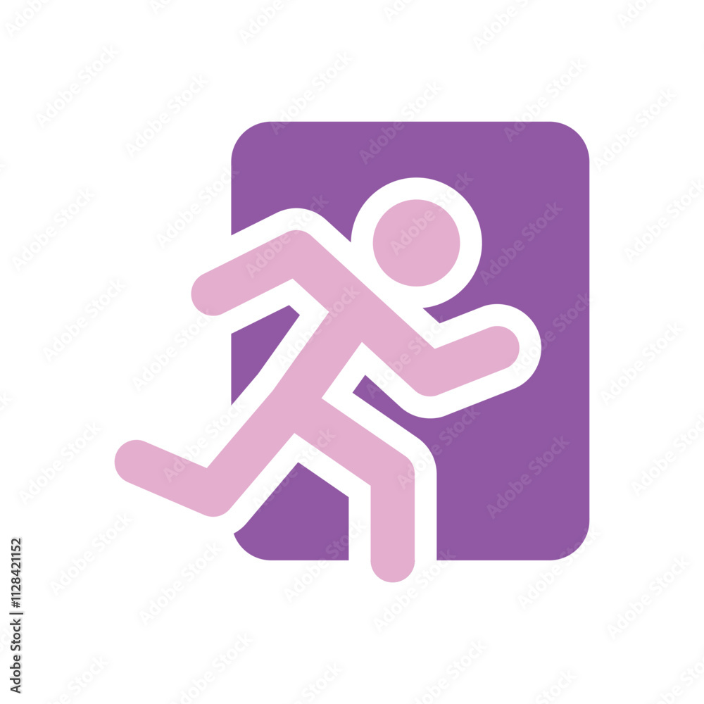 A Pink Figure Runs Inside A Purple Square A Pink Figure Runs Inside A Purple Square