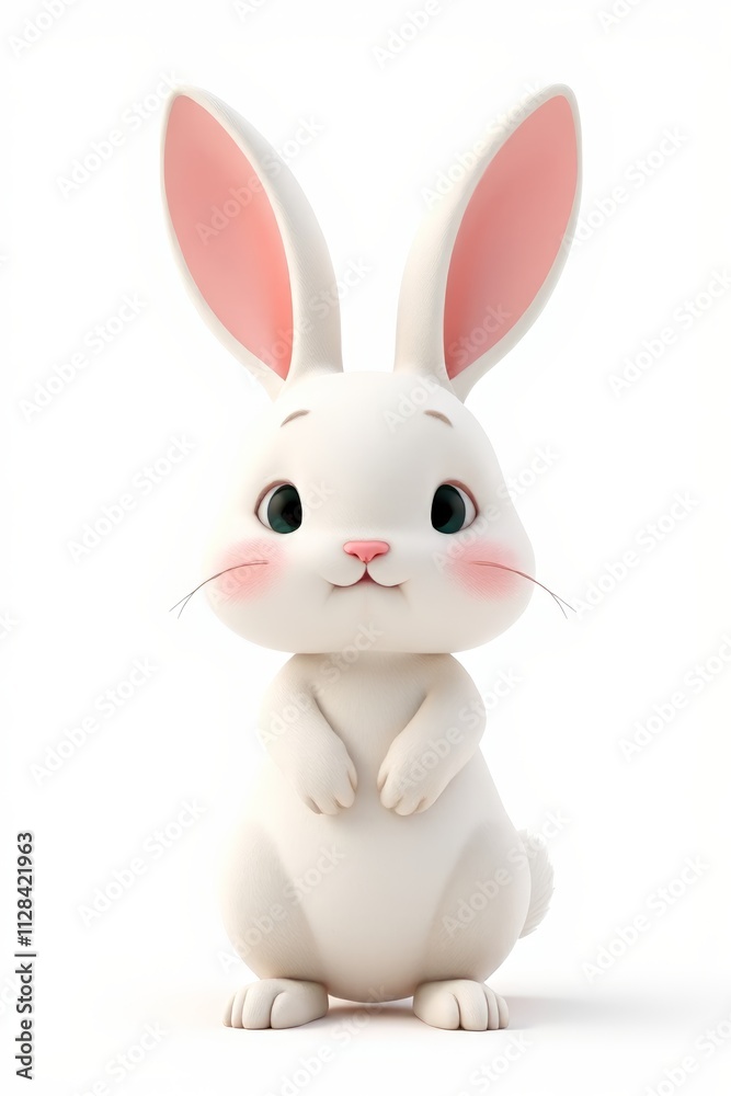 Obraz premium there is a white rabbit with pink ears sitting on a white surface