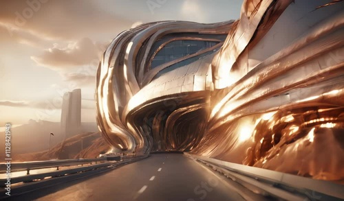 Futuristic Road and Building Concept Art