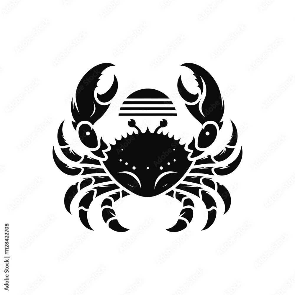 Detailed Crab Silhouette Graphic on White Detailed Crab Silhouette Graphic on White