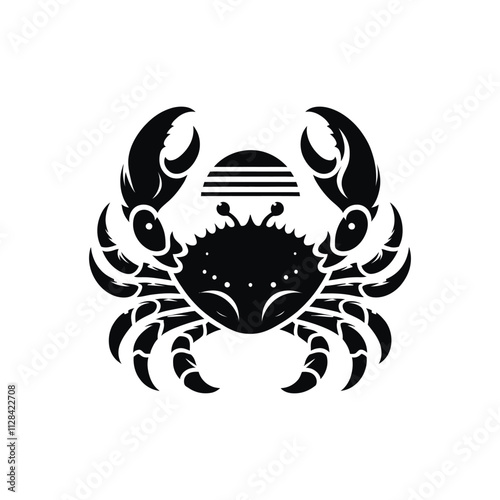 Detailed Crab Silhouette Graphic on White