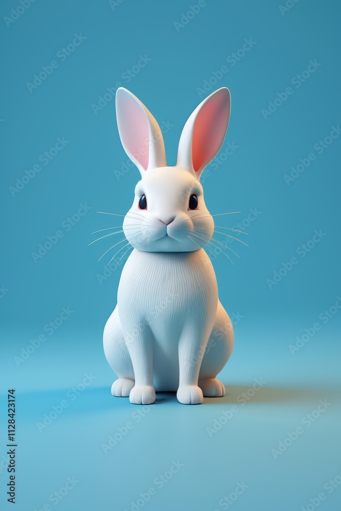 Obraz premium there is a white rabbit sitting on a blue surface