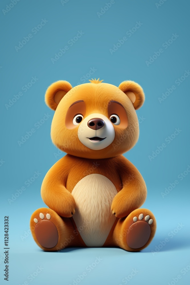 Obraz premium a close up of a teddy bear sitting on a blue surface