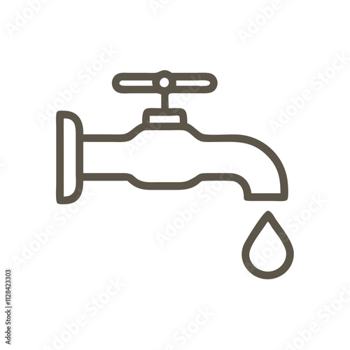 Water drop dripping from a faucet icon on a clean minimal background  