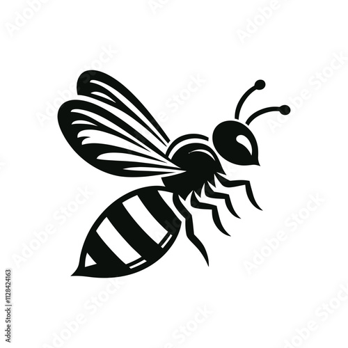 Honey Bee Silhouette Design on White Background Icon