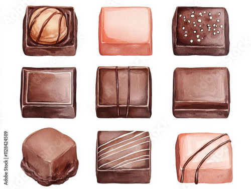 Delightful chocolate boxes in vibrant watercolor showcasing dynamic designs