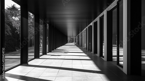 abstract modern architecture monotone in black and white