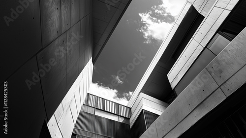 abstract modern architecture monotone in black and white