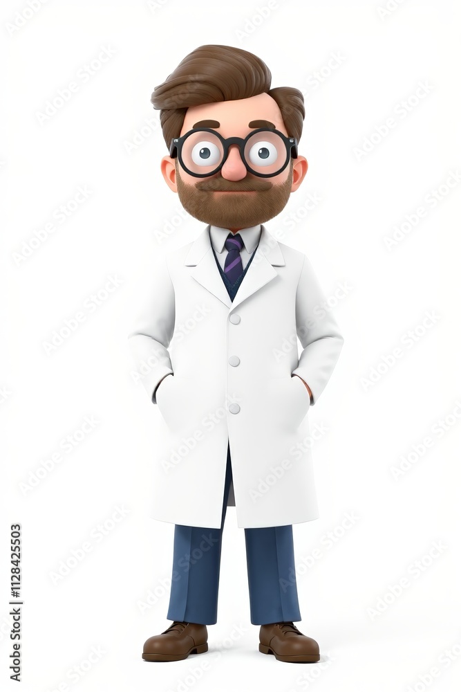 a cartoon man in a lab coat and tie with a beard a cartoon man in a lab coat and tie with a beard