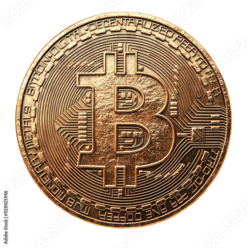 Wallpaper Mural Realistic Golden Bitcoin isolated on transparent background, PNG cutout photo, front view Torontodigital.ca